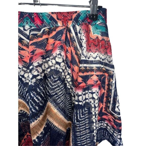 Vanity Colorful Boho Crochet A-Symmetrical Flowy Stretchy Skirt - Picture 2 of 5